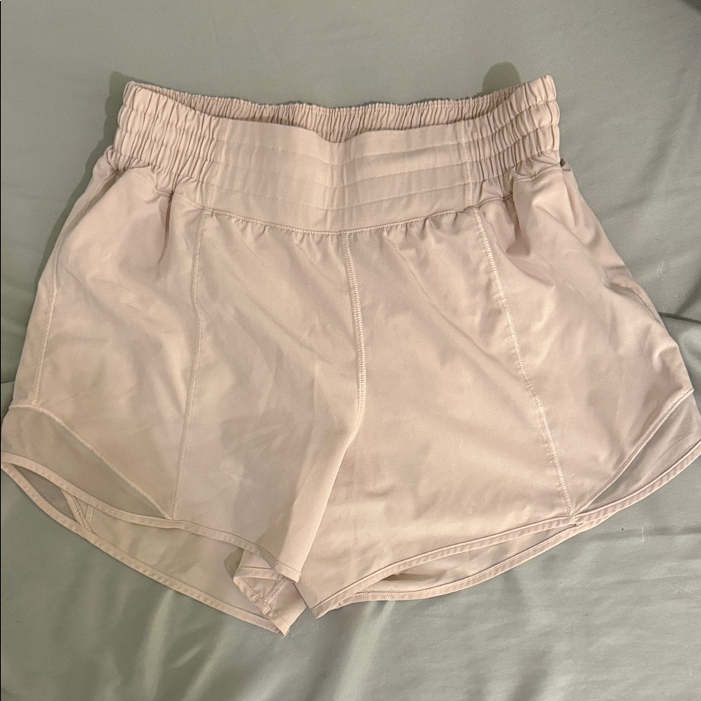 Lululemon Athletica High-Waist Light Pink Athletic Shorts